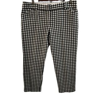 TALBOTS PANTS, Sz 16P, Black White Gingham Hampshire Ankle Length Stretch Slacks